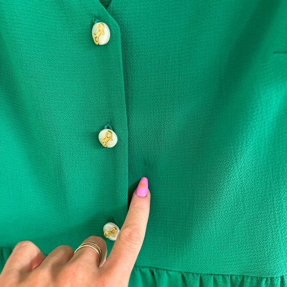 Monteau Los Angeles Kelly Green Cinched Waist Flutter Sleeve Womens Dress Small - Picture 5 of 11
